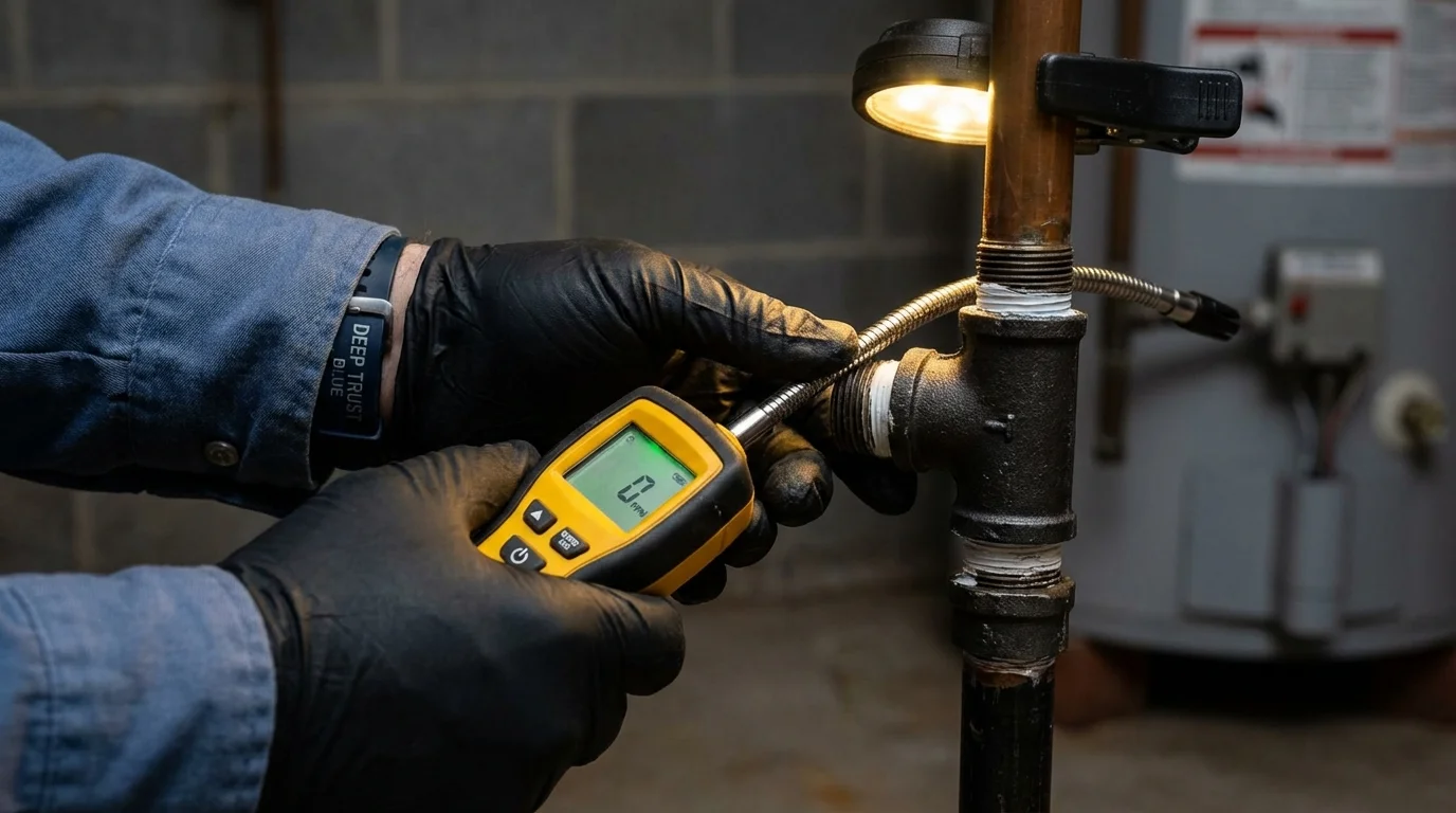 Gas leak detection with electronic sniffer by Johns Plumbing LLC in Baton Rouge