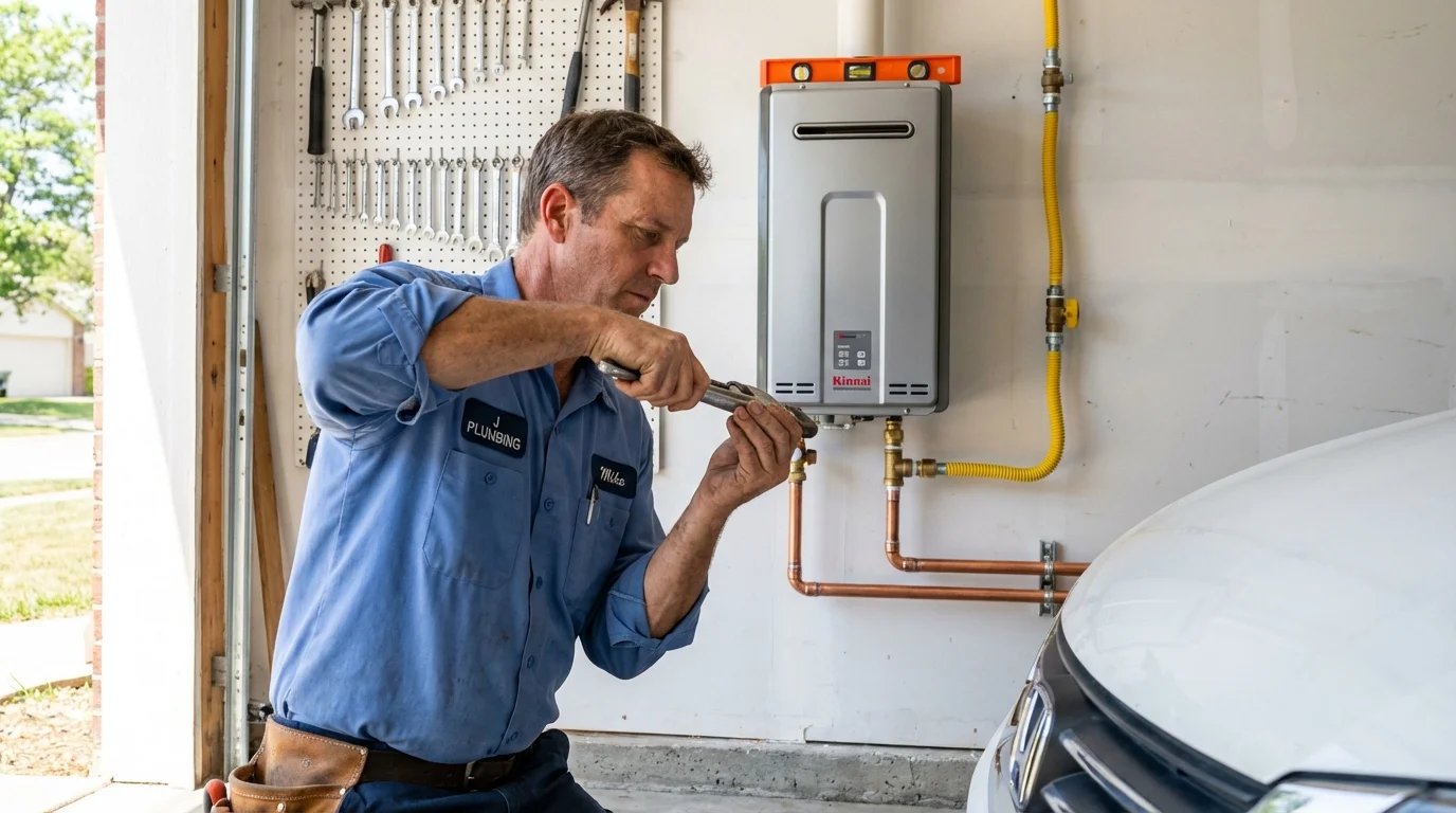 Tankless water heater installation by a Johns Plumbing LLC plumber in Baton Rouge